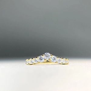 S925 Sterling Silver Moissanite Chevron Ring For Women Minimalist V Shape D Color Moissanite Chevron Inlaid Finger Ring Jewelry
