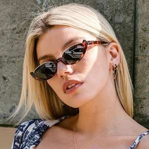 Katzenaugen Sonnenbrille Halbrand Retro Kleiner Rahmen UV400 Vintage Trendige Brille Für Damen