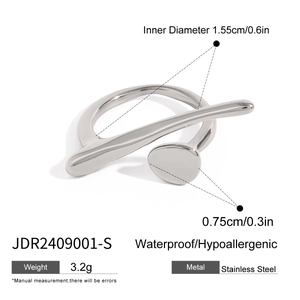 Minimalist silver stainless steel nail ring with polished finish and rhinestone detail