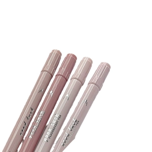 Four-piece Morandi dual-tip highlighter set with Good Luck silver artistic lettering