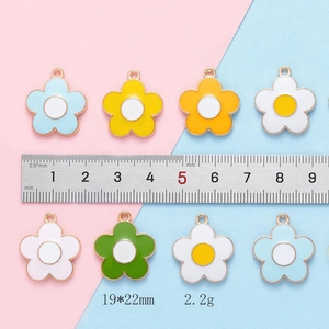 Colorful 19x22mm enamel flower charms in various colors for DIY jewelry making