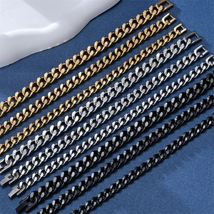 Vintage Stainless Steel Cuban Chain Bracelet Retro Punk Hip Hop Metal Link Wristband With Fold Over Clasp For Men Women