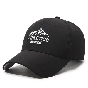 Lightweight breathable mesh baseball cap with mountain embroidery and adjustable strap