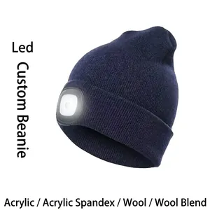 LED Beanie Hat With Bluetooth 5.0 Knitted Acrylic Winter Warm Lighted Cap For Outdoor Running Fishing Men Women
