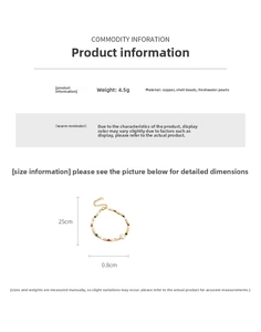 Vue détaillée du bracelet en perles de nacre multicolores avec poids de 4,5g