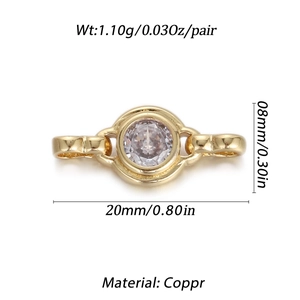 Gold plated sun pendant connector with clear crystal for DIY jewelry making and necklaces