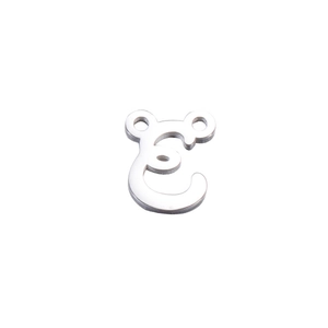 Polished stainless steel letter E charm with dual connector holes for DIY jewelry making