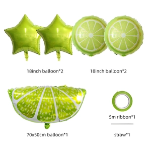 Detailed lime theme fruit balloon set with round and star shapes for party decoration