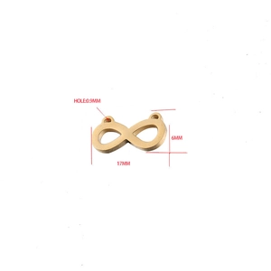 Gouden rvs infinity bedeltje 17x6mm met gepolijste spiegelafwerking voor diy