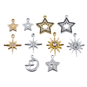 Alloy Rhinestone Celestial Star Moon Animal Heart Charms Pendants For DIY Jewelry Making Necklaces Bracelets Earring Accessories