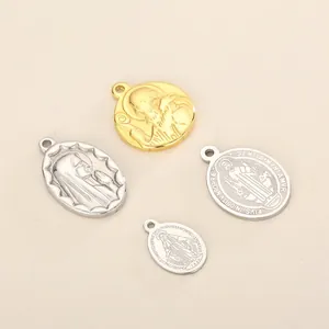 Pendentifs Religieux Vierge Marie Saint Benoît En Acier Inoxydable Breloques Rétro Pour Fabrication De Bijoux DIY Style Hip Hop