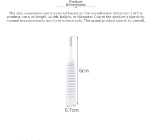 Detail view showing dimensions of mini cleaning brush with 6cm height and 0.7cm width