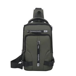 Waterproof military green men's crossbody chest bag made of durable oxford fabric