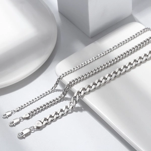 S925 sterling silver Cuban link chain necklaces in three widths with lobster clasp