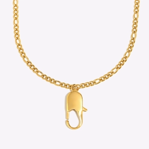 Collier minimaliste en acier inoxydable plaqué or 18 carats avec pendentif mousqueton