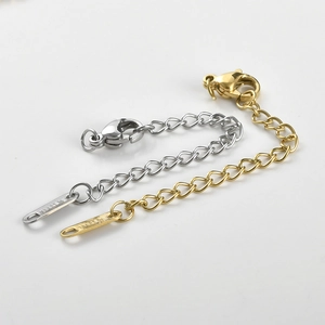 Polished 18k gold and silver stainless steel extension chains with lobster clasps