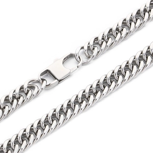 Polished silver curb chain necklace for men and women with secure lobster clasp closure