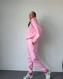 Survêtement rose délavé à l'acide avec sweat à capuche ample et jogging assorti pour femme