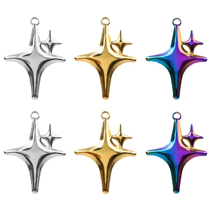 Star Pendant 304 Stainless Steel DIY Jewelry Accessories Vacuum 18K Gold Plated Cross Star Charm For Women