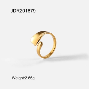 Unregelmäßiger geometrischer Goldring JDR201679 offen mit glattem Finish, 2,66g