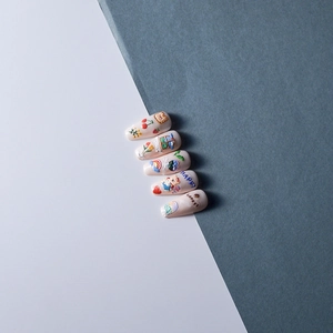 5D embossed 3D nail art stickers with cute bear and tulip designs for DIY manicure