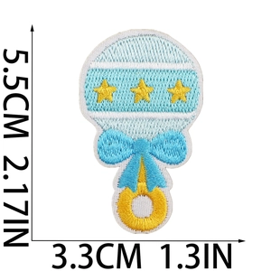Toppa ricamata a forma di sonaglio per neonati da 5.5x3.3cm per abiti per bambini