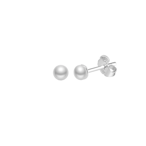 Close-up of minimalist S925 sterling silver ball stud earrings with hallmark detail