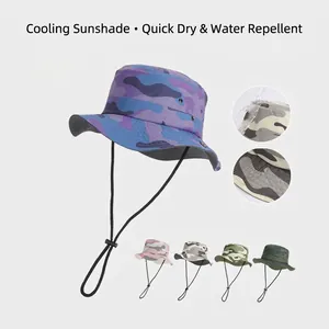 Kids Camouflage Bucket Hat Waterproof Quick Dry Breathable Sun Protection Outdoor Safari Sun Hat For Boys Girls Nylon