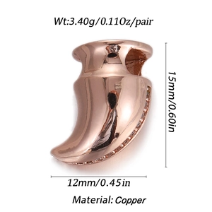 Detailed view of rose gold copper claw bead with dimensions 15mm by 12mm and 3.4g weight