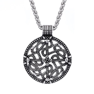 Vintage stainless steel Celtic hollow pendant necklace with antique silver finish