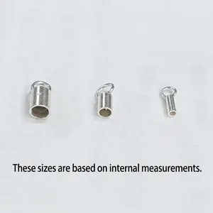 S925 sterling silver cord end caps for jewelry making in 1mm 2mm and 3mm hole sizes