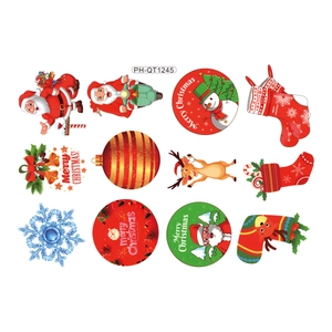 Stickers muraux de Noël avec Père Noël et bonhomme de neige pour décoration festive