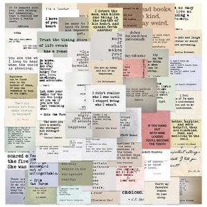 Close-up of vintage Morandi-colored literary quote cards for DIY journals and decor