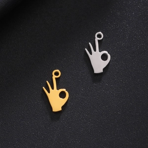 Gold and silver OK hand sign gesture pendants for DIY jewelry making and necklaces