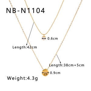 Detailed size chart for double-layer 18k gold-plated necklaces with zircon pendants