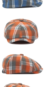 Vue détaillée du motif à carreaux vintage et de la texture de la casquette gavroche