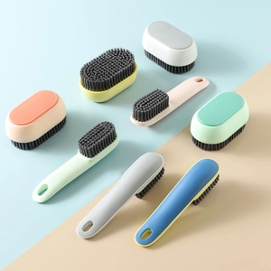 Multipurpose Cleaning Brush Soft Bristle Household Scrubbing Brush For Shoes Clothes Long Handle Ergonomic Hanging Hole PP