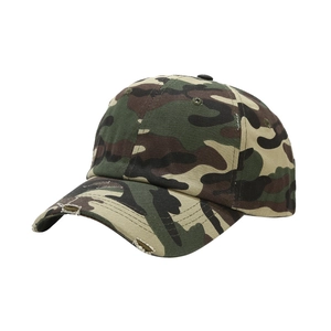 Berretto da baseball mimetico vintage per donna in cotone lavato con strappi