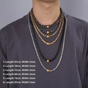 5mm Byzantine stainless steel chains for men in silver, gold, and black finishes