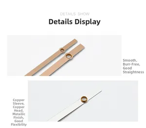 Detail show of rose gold and silver quartz clock hands with copper sleeve design