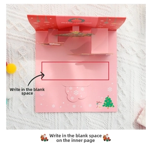 3D pop-up Christmas card in pink with a decorative tree and space for writing messages