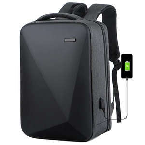 Hard Shell Backpack Geometric Design Waterproof Laptop Bag Business USB Charging Port Anti Theft TSA Lock For Men Women