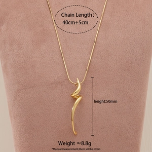 Minimalist gold stainless steel necklace with 50mm spiral twist pendant for women
