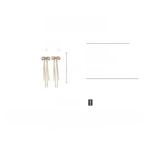 Detailed view of 18K gold plated bow tassel earrings with dimensions 2.1cm by 7.5cm