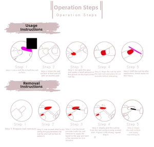 User guide detailing application and removal steps for French leopard print fake nails