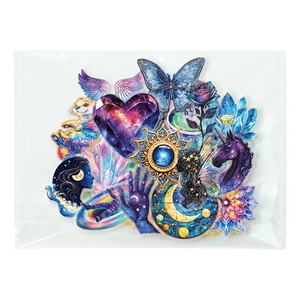 Romantic punk starry sky waterproof PET stickers set with butterflies and unicorns