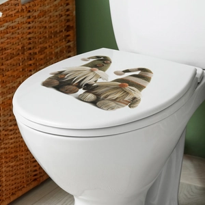 Christmas Gnome toilet lid decal featuring two Nordic gnomes for home bathroom decoration