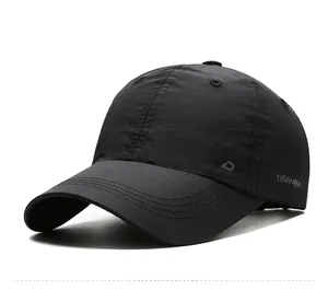 Detail of a lightweight quick-dry sport cap with side logo and breathable fabric