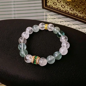 Handcrafted Crystal Beaded Bracelet Natural Stone Zircon Alloy Charm Elastic Jewelry For Women Elegant Style