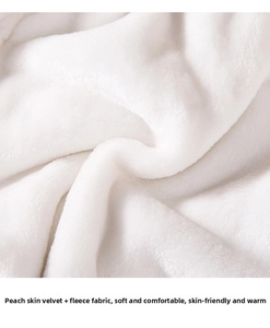 Detail of soft peach skin and polar fleece fabric for warm pet clothing in white